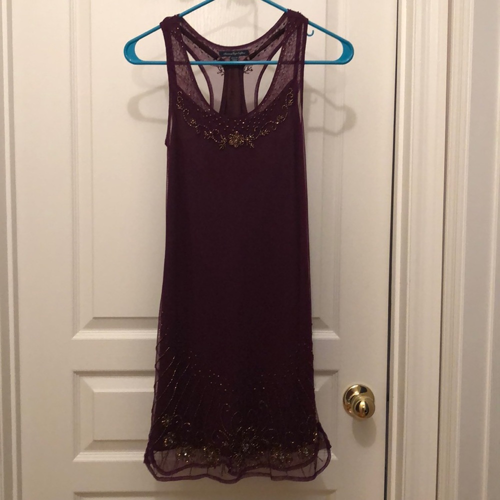 Sequined maroon sheath dress